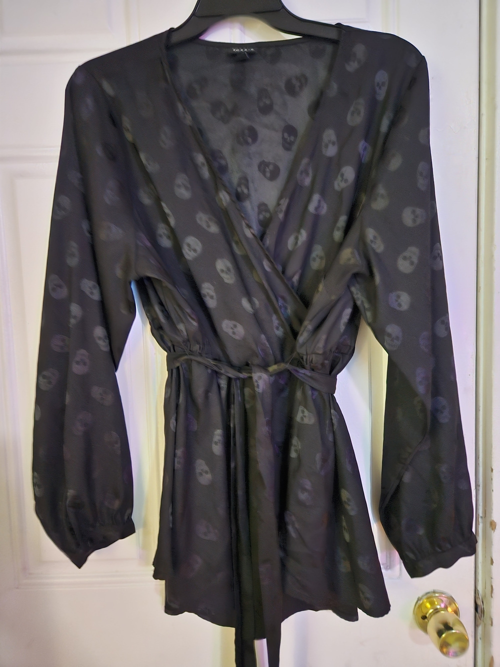 Torrid Black Skull-Print Wrap Top